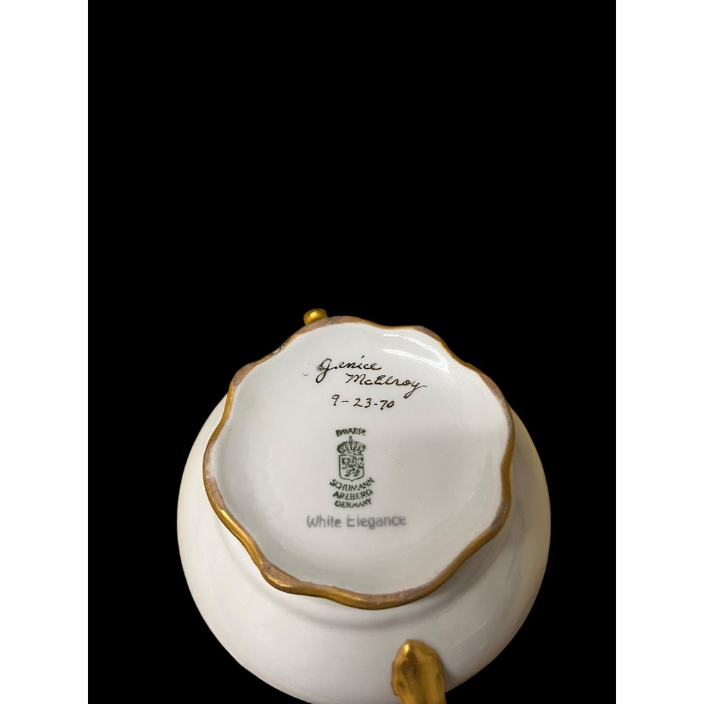 Schumann Arzberg White Elegance Creamer and Sugar Bowl Set Gold Gilt Bavaria - Picture 6 of 11